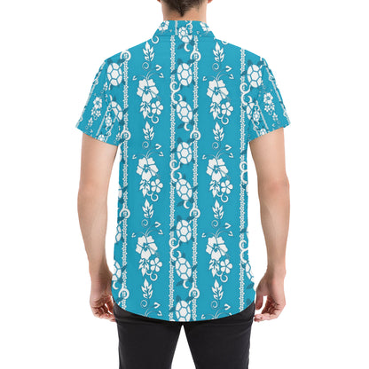 Hawaiian Themed Pattern Print Design H025 Men's Short Sleeve Button Up Shirt