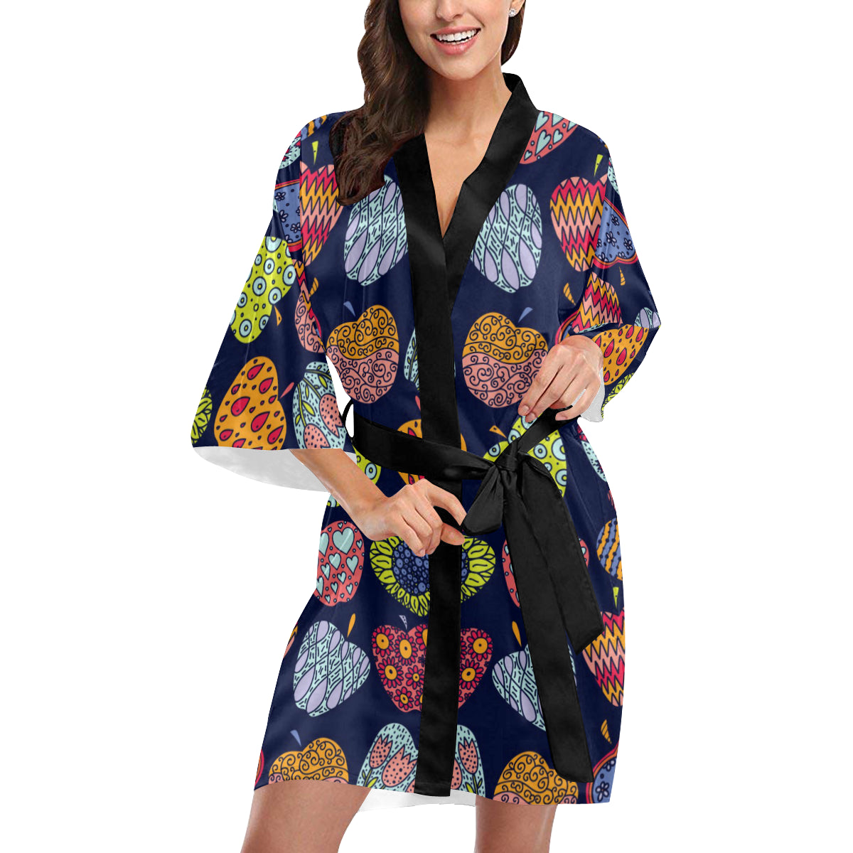 Apple Pattern Print Design AP05 Women's Short Kimono