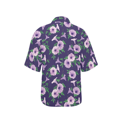Morning Glory Pattern Print Design MG01 Women's Hawaiian Shirt