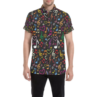 Music note Pattern Print Design A01 Men's Short Sleeve Button Up Shirt