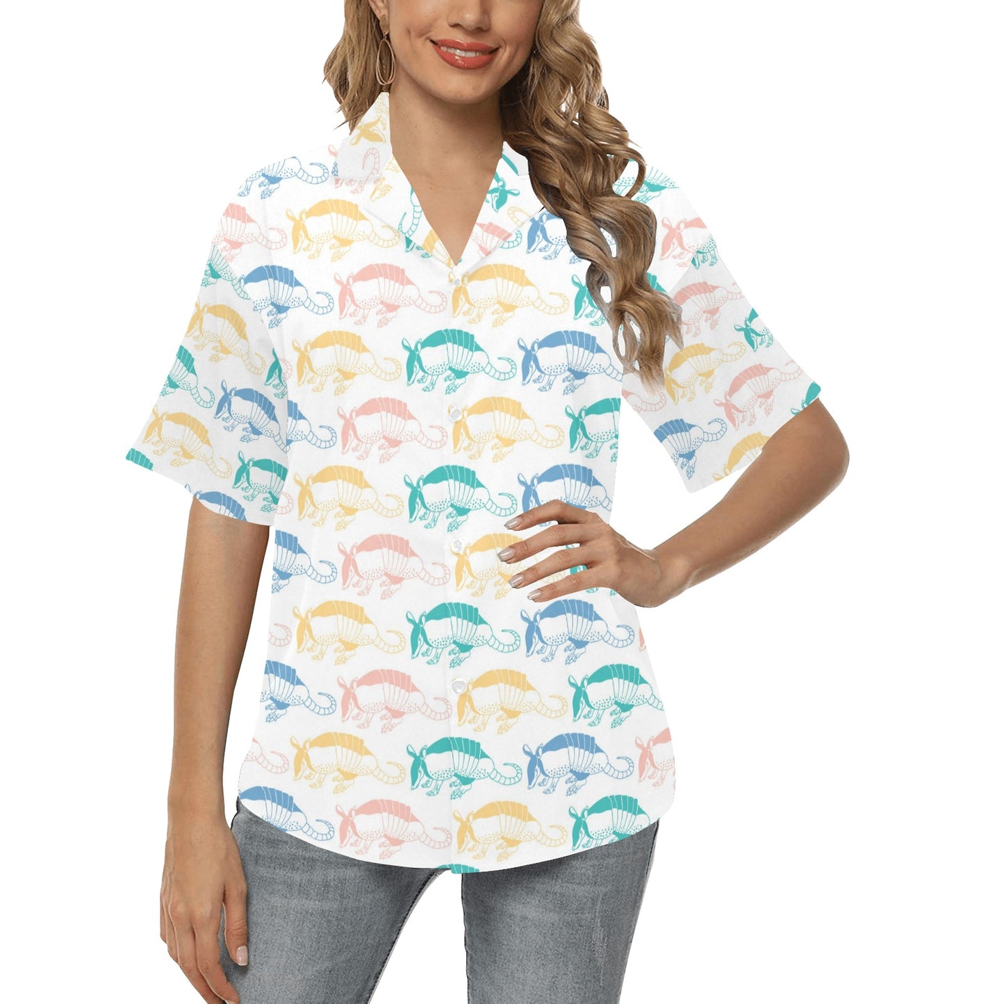Armadillo Pattern Print Design 05 Women's Hawaiian Shirt