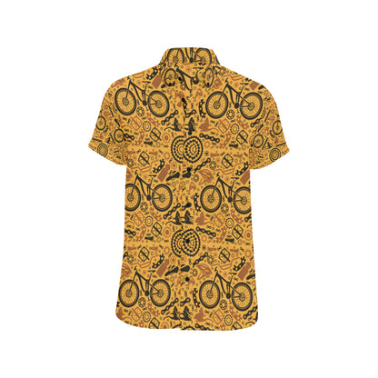 Mountain bike Pattern Print Design 03 Men's Short Sleeve Button Up Shirt