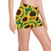 Sunflower Pattern Print Design SF02 Yoga Shorts