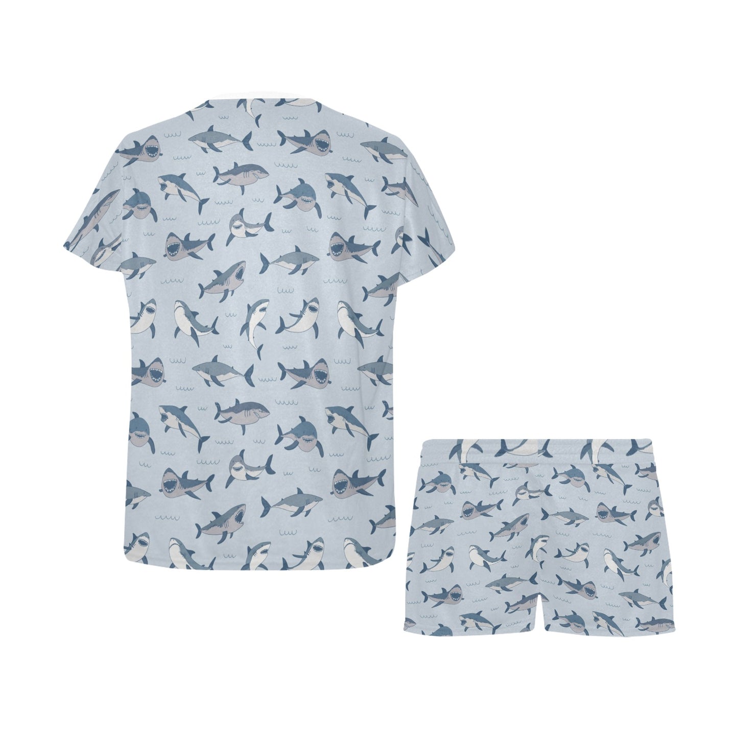 Shark Print Design LKS304 Women's Short Pajama Set