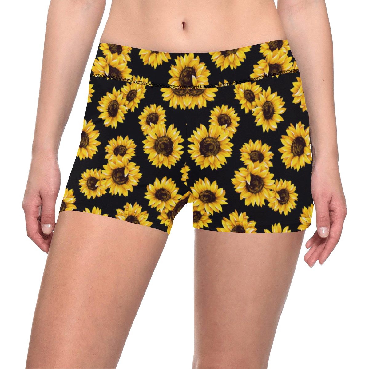 Sunflower Pattern Print Design SF05 Yoga Shorts