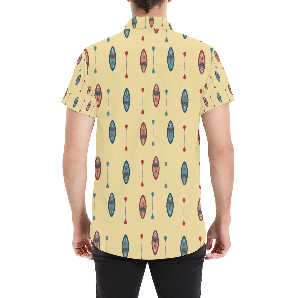 Kayak Pattern Print Design 02 Men's Short Sleeve Button Up Shirt