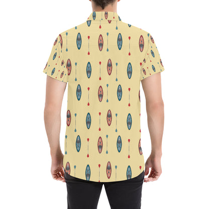 Kayak Pattern Print Design 02 Men's Short Sleeve Button Up Shirt