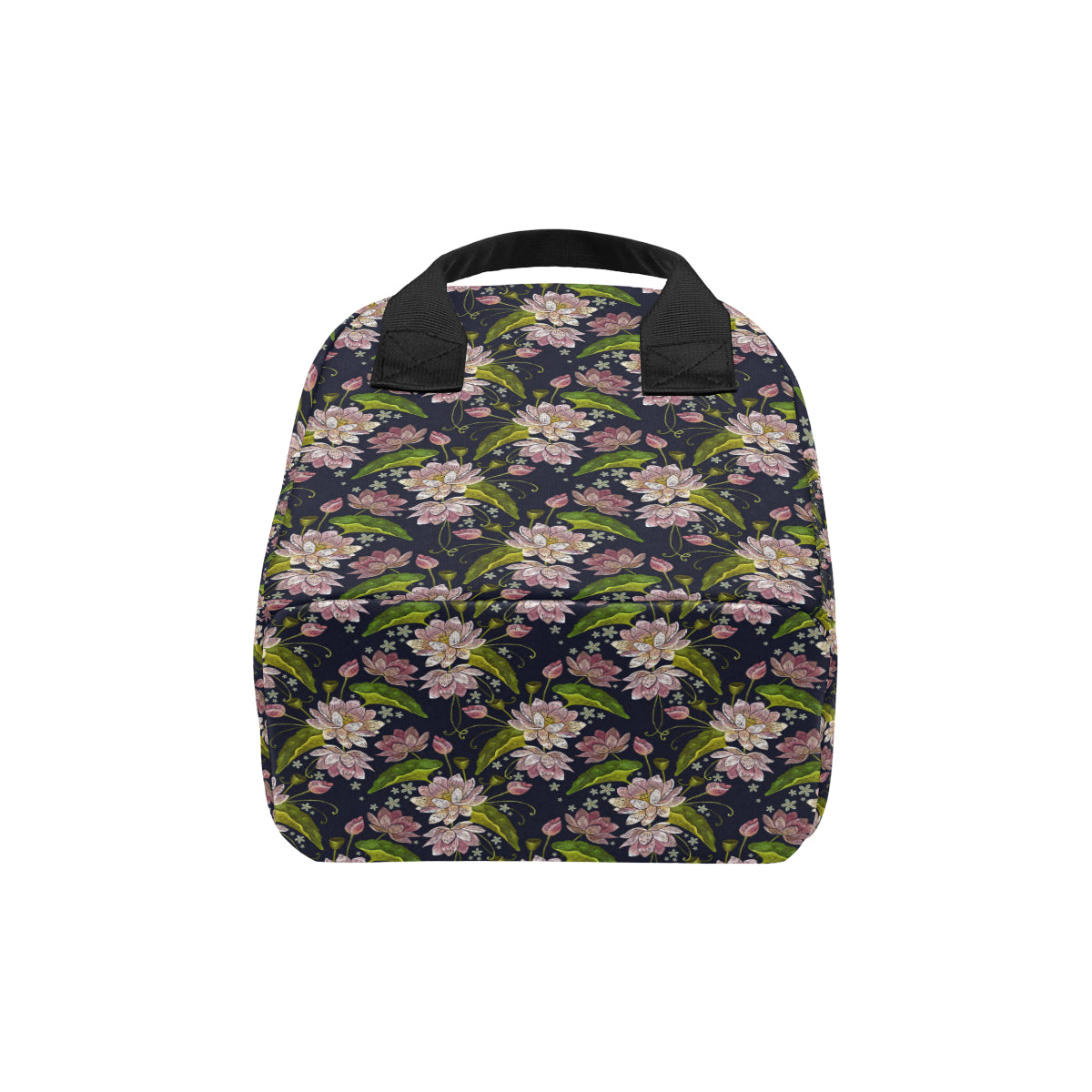 lotus Embroidered Pattern Print Design LO06 Insulated Lunch Bag