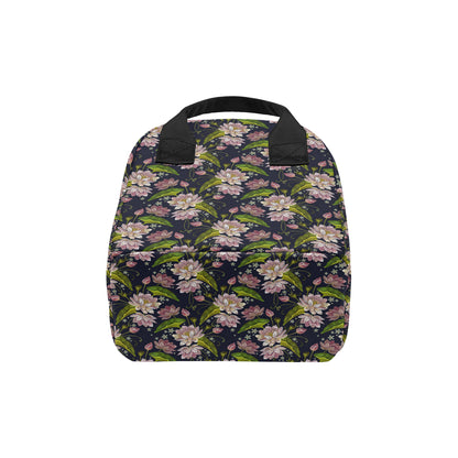 lotus Embroidered Pattern Print Design LO06 Insulated Lunch Bag