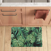 Green Fresh Tropical Palm Leaves Kitchen Mat