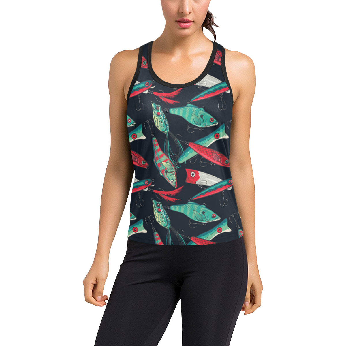 Fishing Bait Pattern Women's Racerback Tank Top