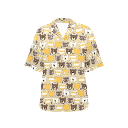 Bear PatchworkPattern Print Design 01 Women's Hawaiian Shirt