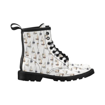Sailboat Paint Pattern Print Design LKS307 Women's Boots
