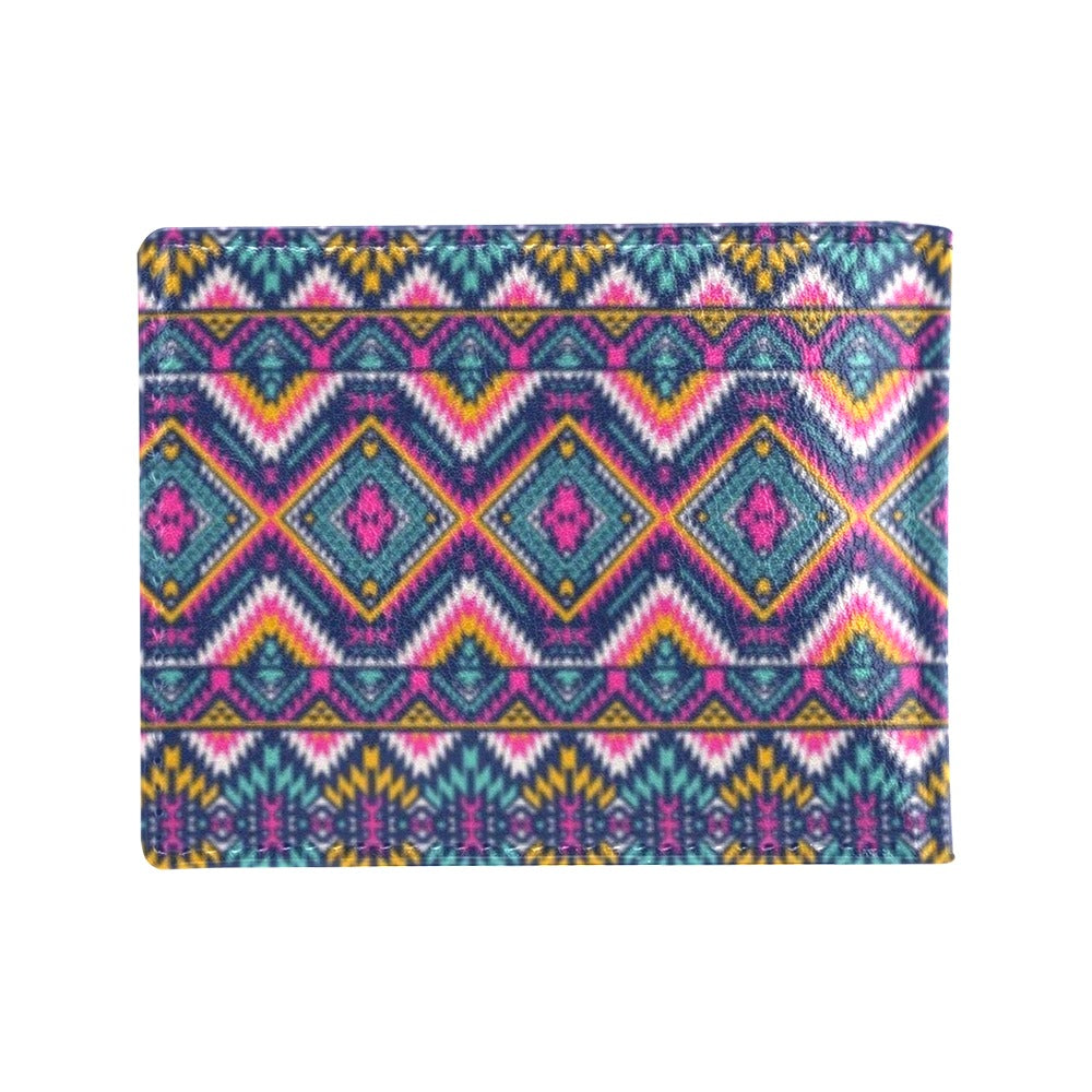 Indian Navajo Pink Themed Design Print Men's ID Card Wallet