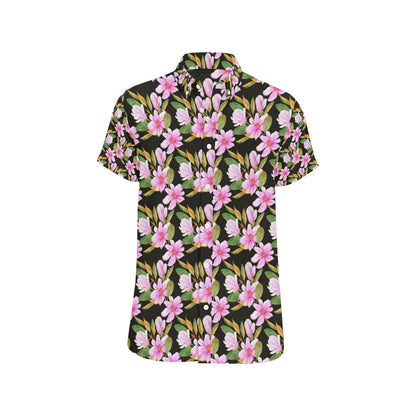 Magnolia Pattern Print Design MAG08 Men's Short Sleeve Button Up Shirt