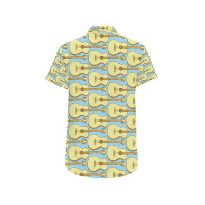 Acoustic Guitar Pattern Print Design 03 Men's Short Sleeve Button Up Shirt