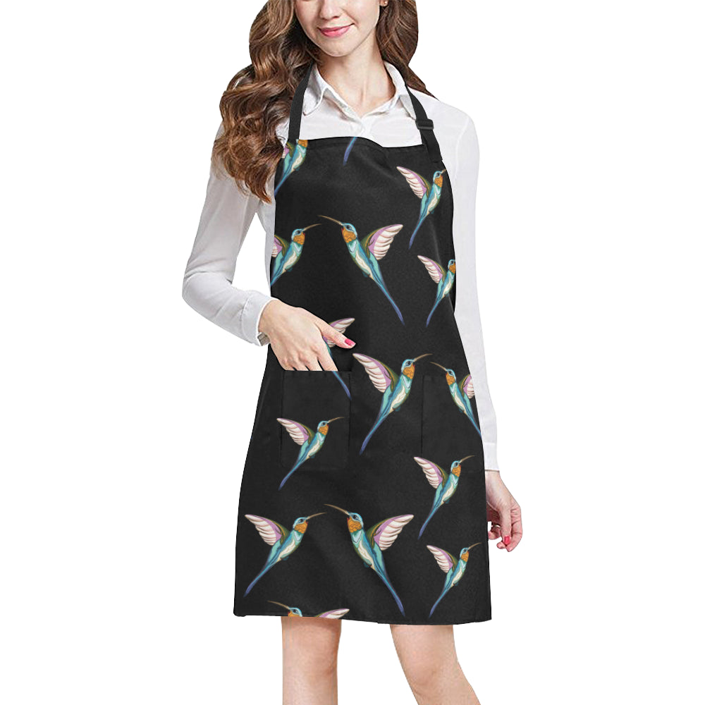 Hummingbird Pattern Print Design 06 Apron with Pocket