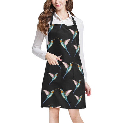 Hummingbird Pattern Print Design 06 Apron with Pocket
