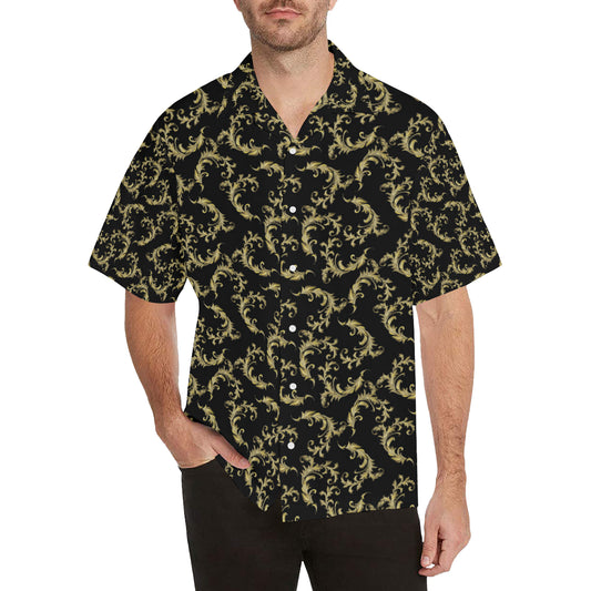 Baroque Golden Pattern Print Design 01 Men's Hawaiian Shirt