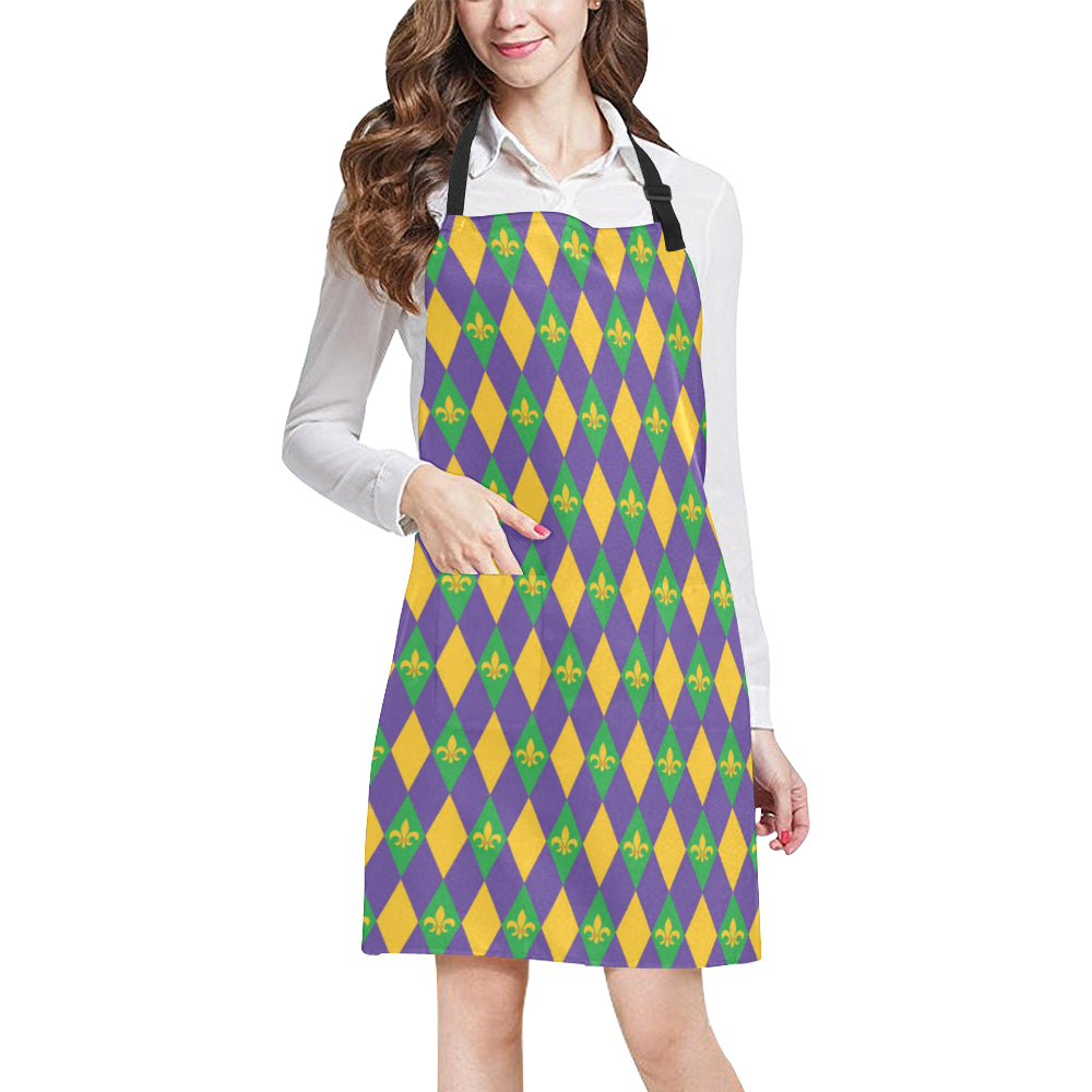 Mardi Gras Pattern Print Design 05 Apron with Pocket