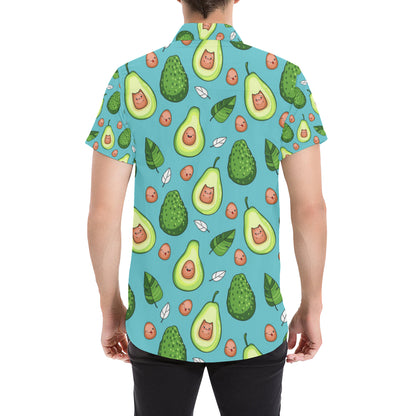 Avocado Pattern Print Design AC05 Men's Short Sleeve Button Up Shirt