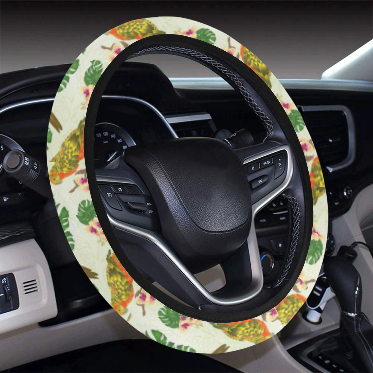 Conures Pattern Print Design 01 Steering Wheel Cover with Elastic Edge