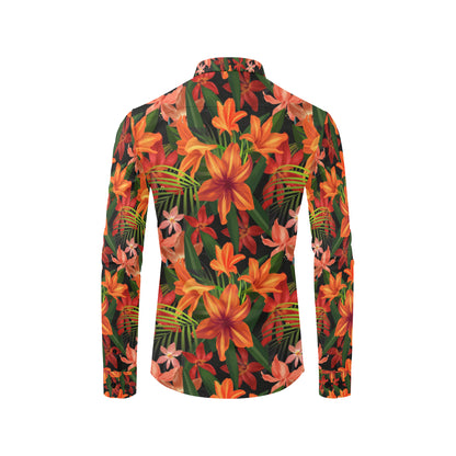 Amaryllis Pattern Print Design AL05 Men's Long Sleeve Shirt