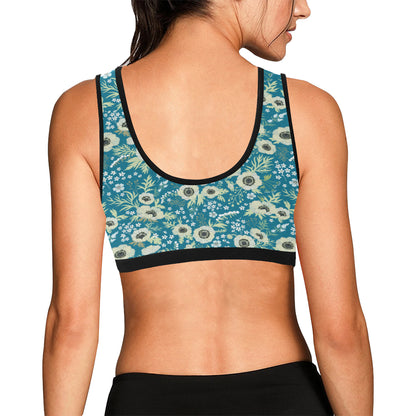 Anemone Pattern Print Design 01 Sports Bra