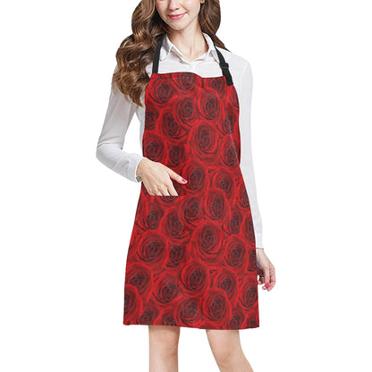 Rose Red Pattern Print Design RO04 Apron with Pocket