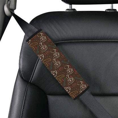 Coffee Pattern Print Design 06 Car Seat Belt Cover