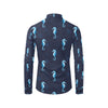 SeaHorse Blue neon Pattern Print Design 03 Men's Long Sleeve Shirt