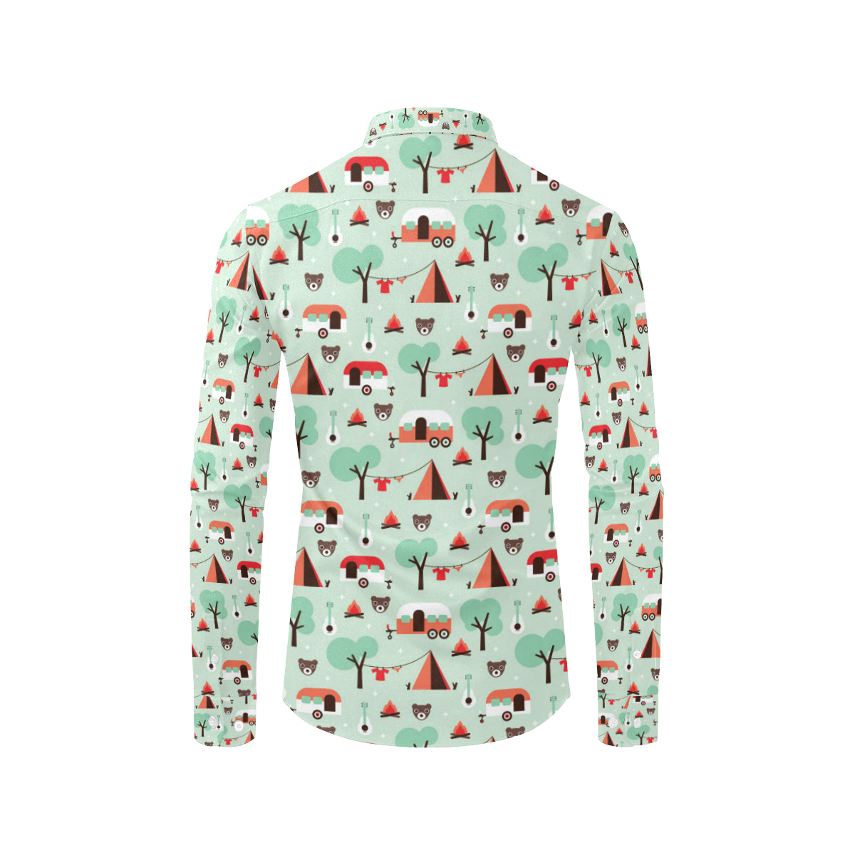 Camper Tent Pattern Print Design 01 Men's Long Sleeve Shirt