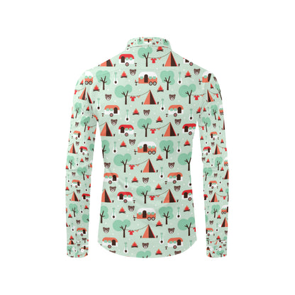 Camper Tent Pattern Print Design 01 Men's Long Sleeve Shirt
