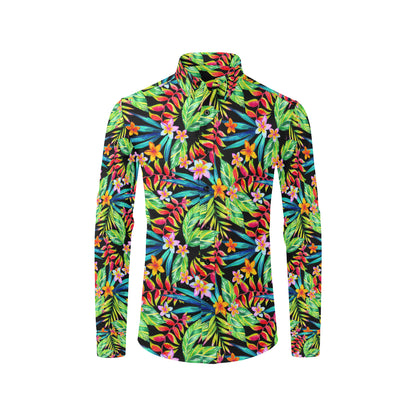 Heliconia Pattern Print Design HL09 Men's Long Sleeve Shirt