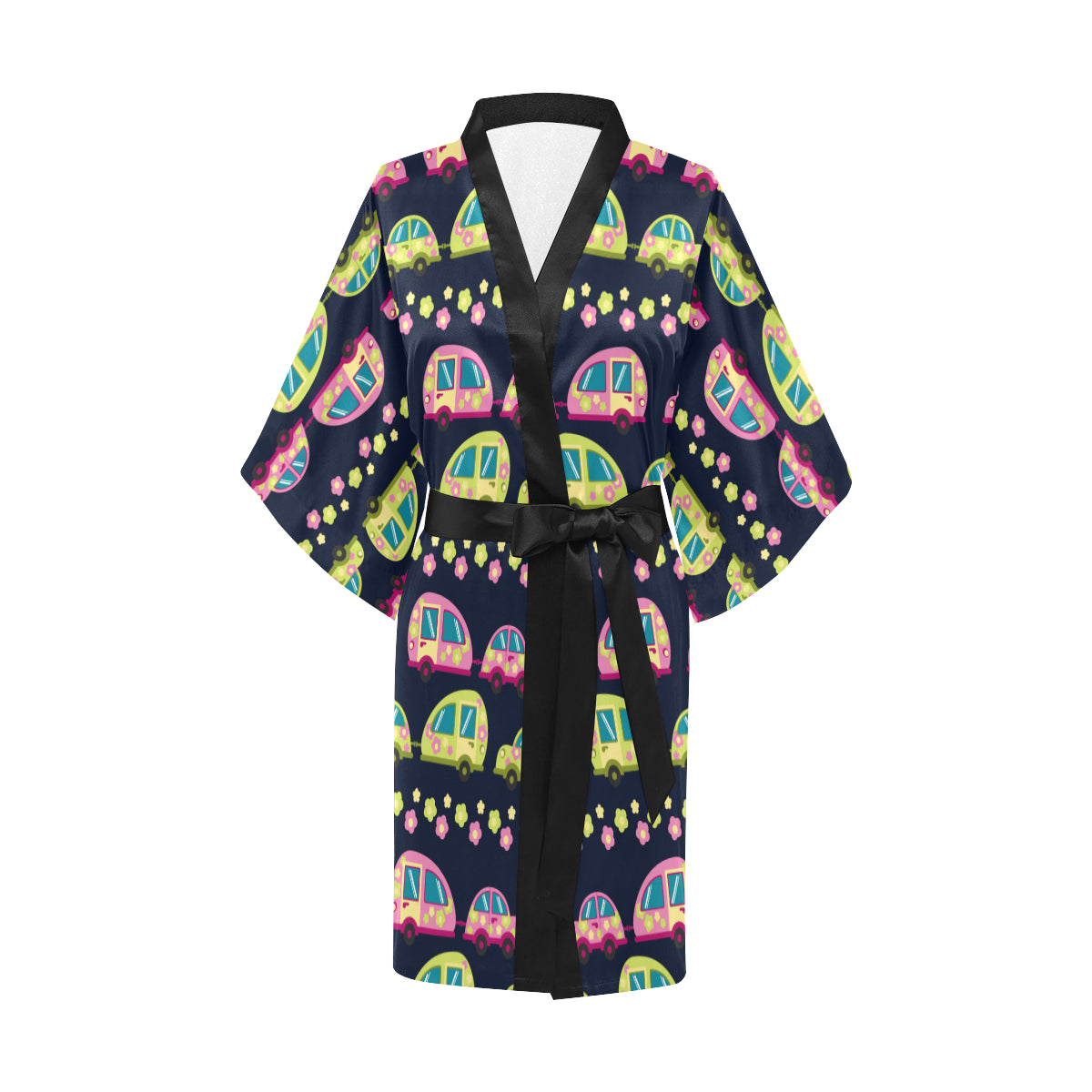 Camper Cute Camping Design No 3 Print Women Kimono Robe