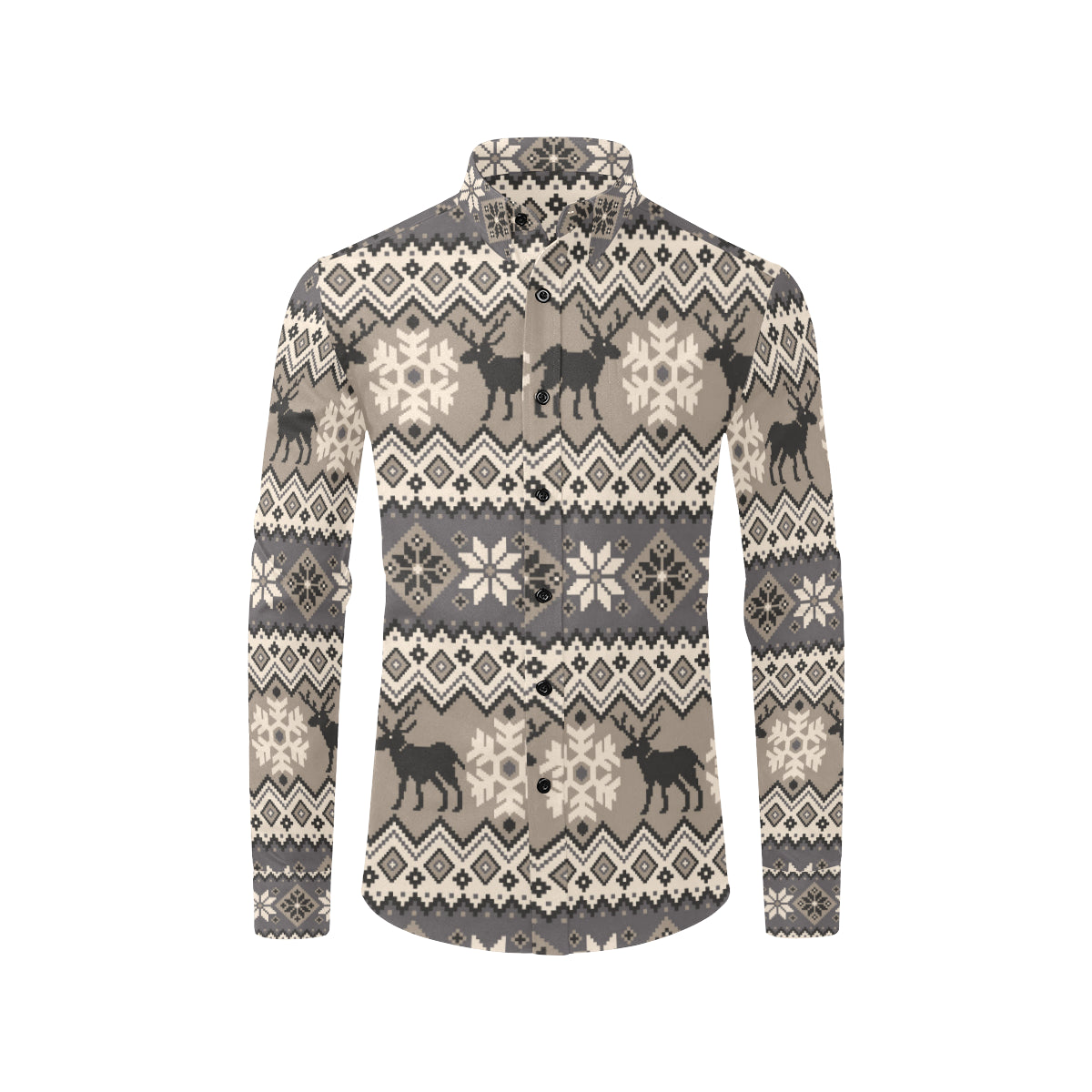 Nordic Pattern Print Design A01 Men's Long Sleeve Shirt