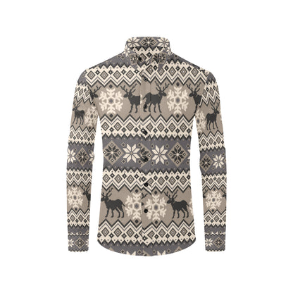 Nordic Pattern Print Design A01 Men's Long Sleeve Shirt