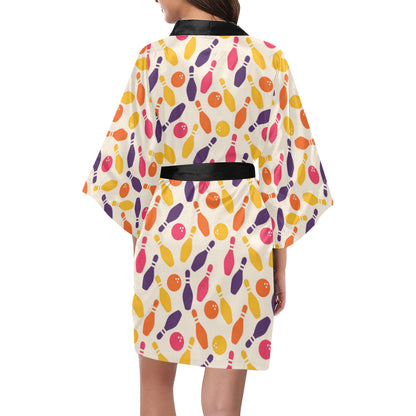 Bowling Pattern Print Design 06 Women's Short Kimono