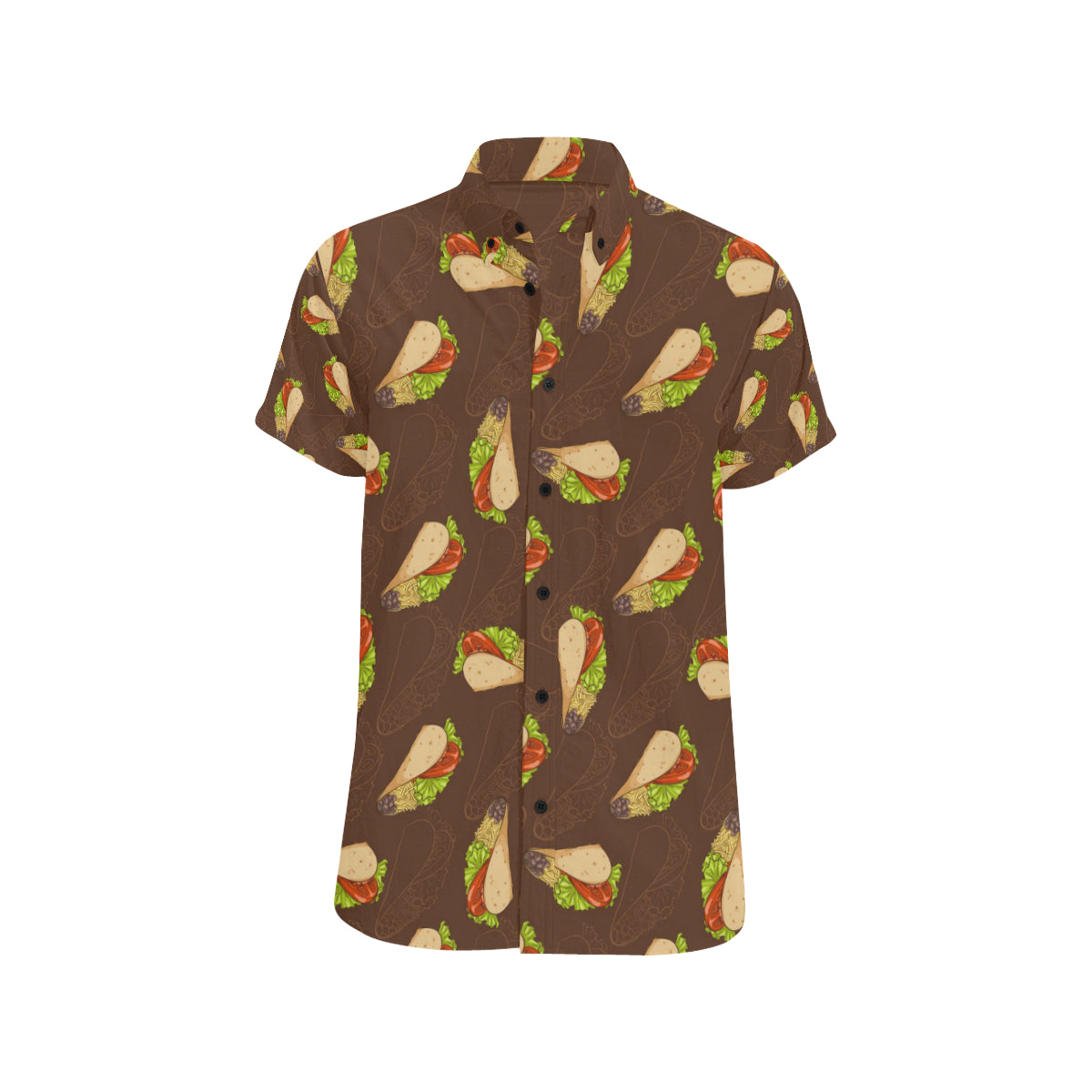 Taco Pattern Print Design TC08 Men's Short Sleeve Button Up Shirt