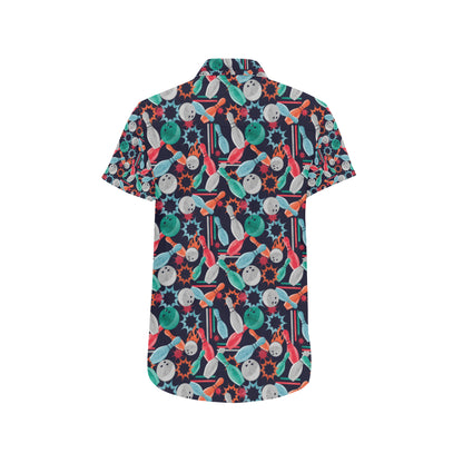 Bowling Pattern Print Design 08 Men's Short Sleeve Button Up Shirt