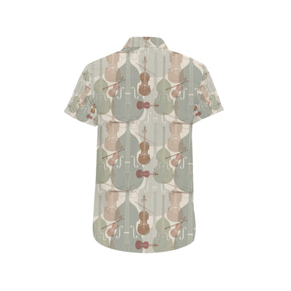 Violin Pattern Print Design 01 Men's Short Sleeve Button Up Shirt
