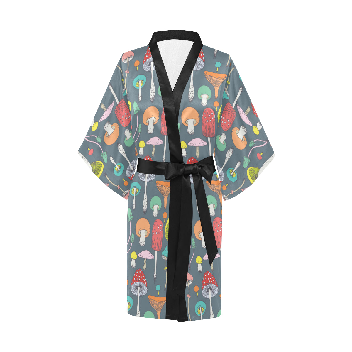 Mushroom Pattern Print Design A03 Women's Short Kimono