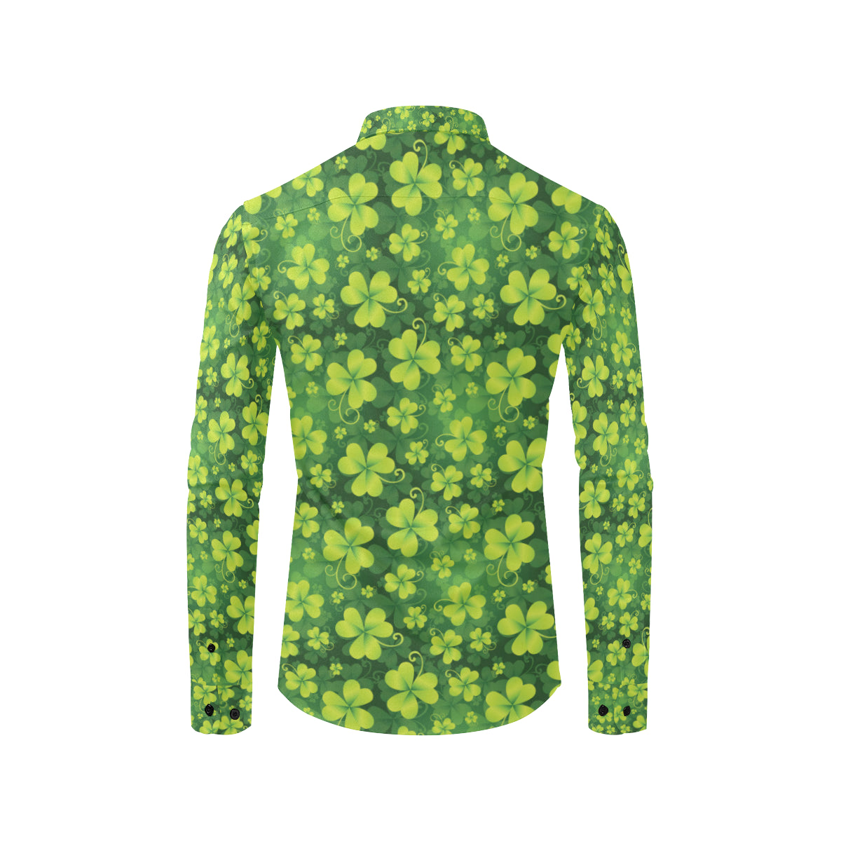 Shamrock Clover Print Men's Long Sleeve Shirt
