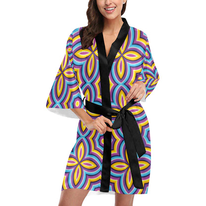 Optical illusion Pattern Print Design A03 Women's Short Kimono