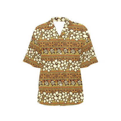 Hawaiian Themed Pattern Print Design H015 Women's Hawaiian Shirt