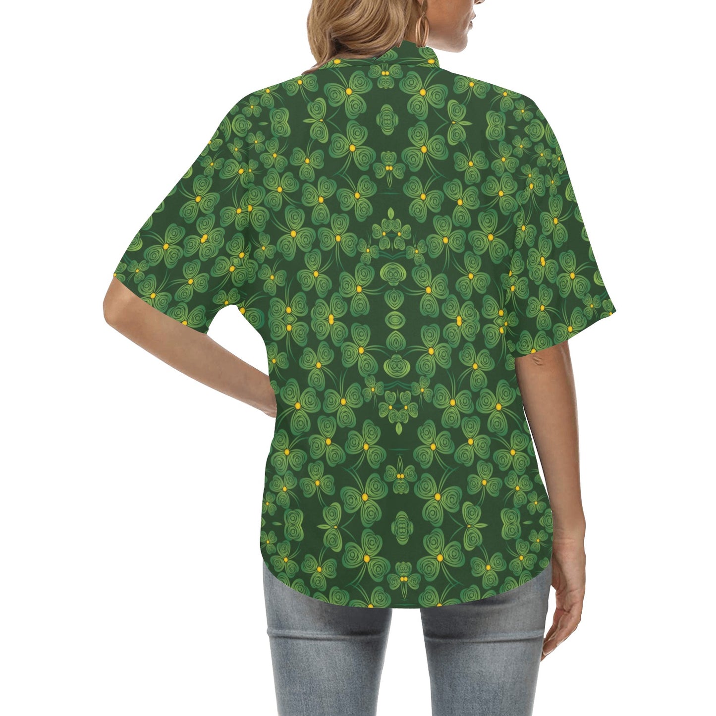 Shamrock Pattern Women's Hawaiian Shirt