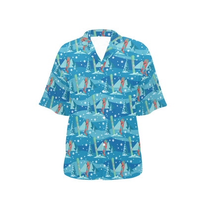 Snowboard Print Design LKS301 Women's Hawaiian Shirt