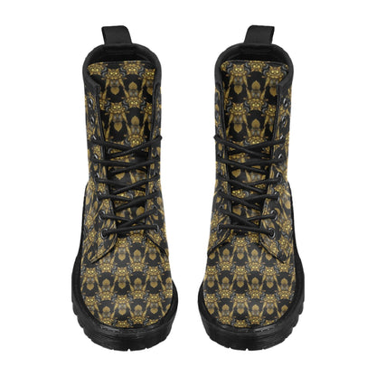 Steampunk Gold Owl Design Themed Print Women's Boots