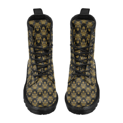 Steampunk Gold Owl Design Themed Print Women's Boots