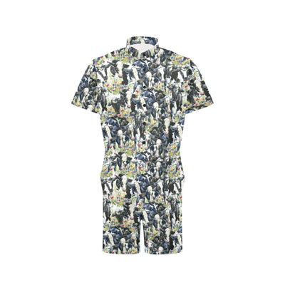 Cow Watercolor Print Pattern Men's Romper